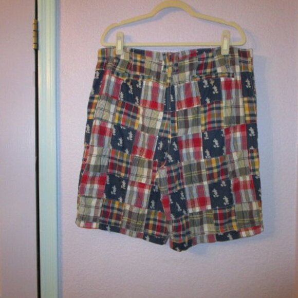 Vintage DISNEY Mickey MADRAS Patchwork Size 38 SHORTS Chino POCKETS Cotton 90s - Picture 5 of 8
